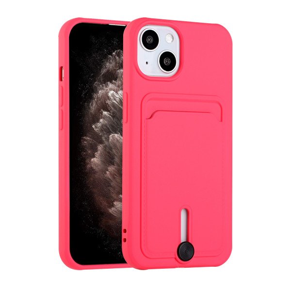 Wholesale Card Slot Armor Hybrid Case for Apple iPhone 13 [6.1] (Pink)